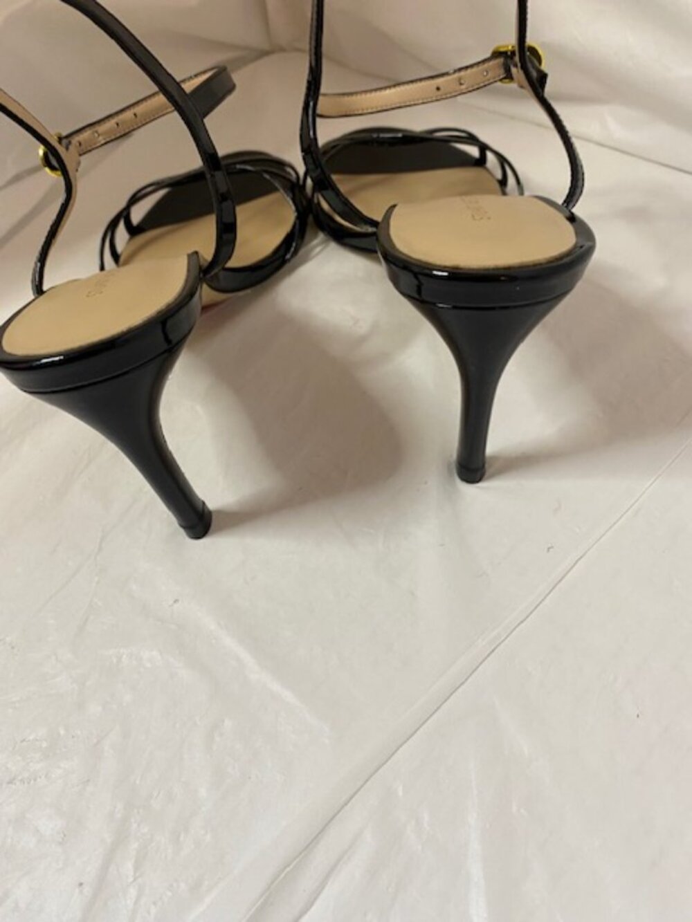 Stuart Weitzman Black Patent Leather Strappy Slingback Heels – Size 7.5B - Picture 6 of 11